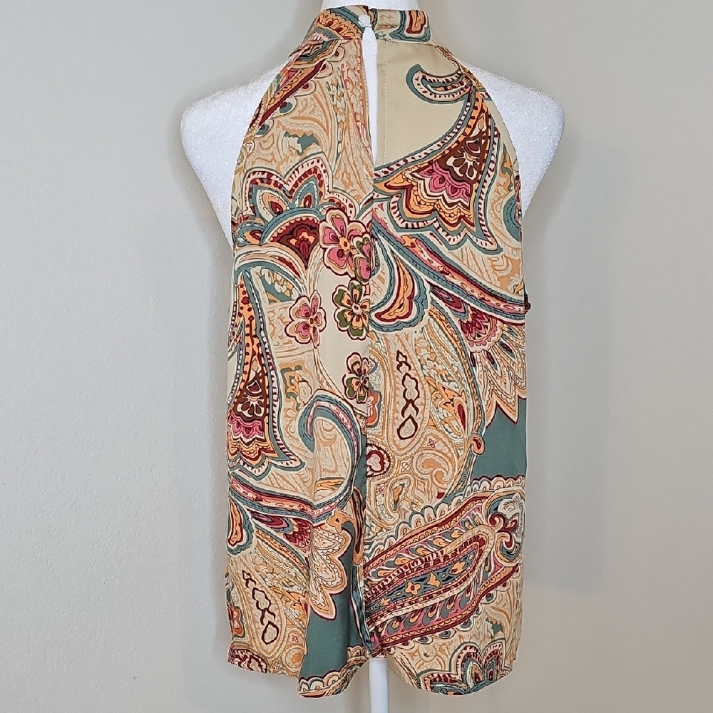 Paisley Halter Sleeveless Multi-color Top Sz M - Picture 4 of 8